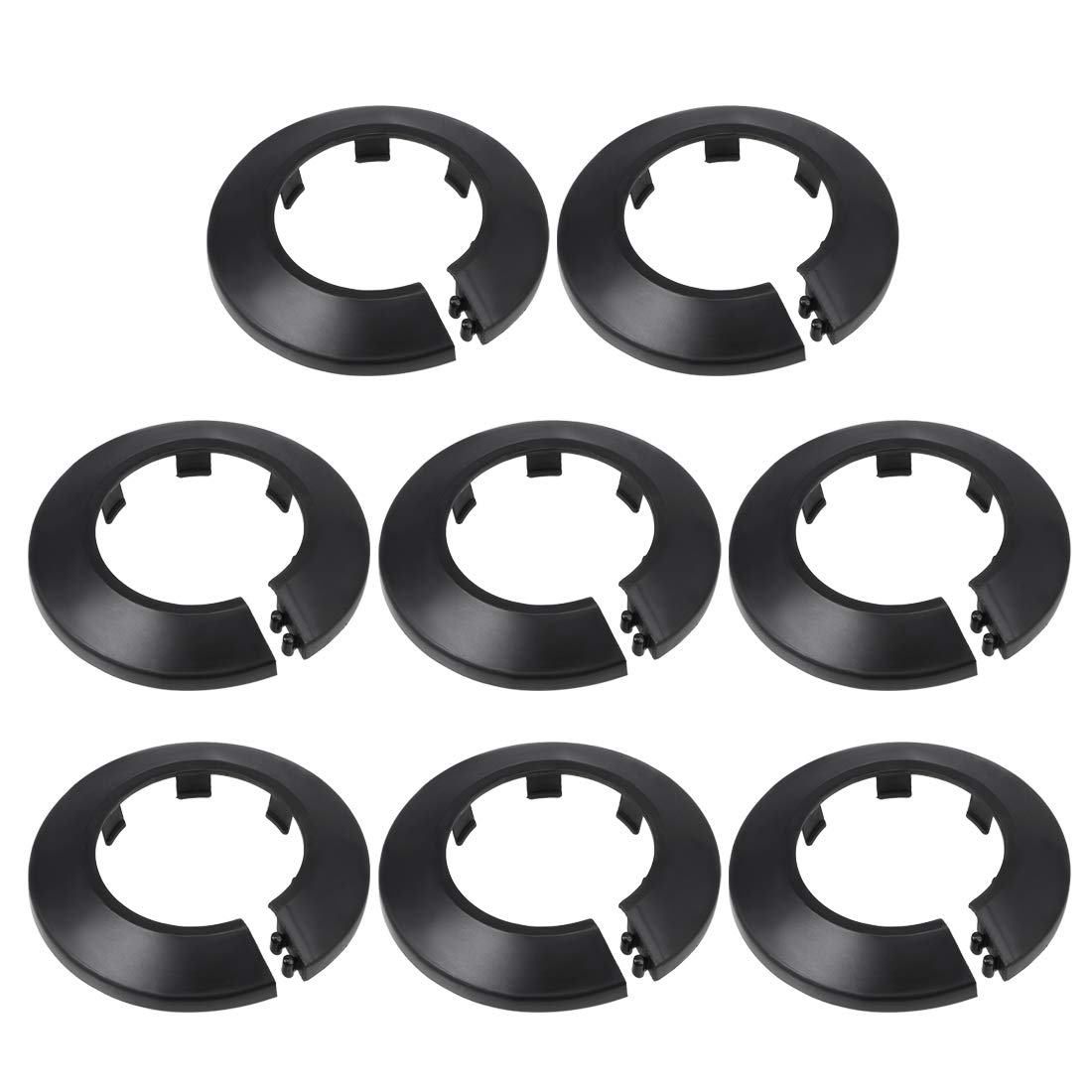 sourcing map 43mm Pipe Cover Decoration PP Plastic Water Pipe Escutcheon Black 8pcs