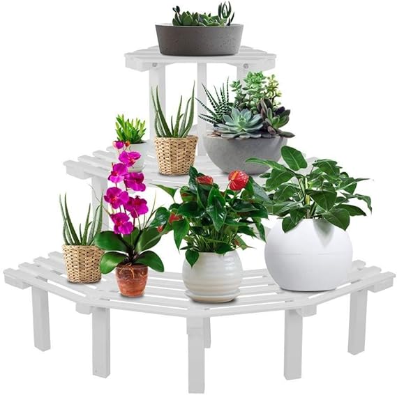 YQGOO 3-stufiger Eckblumenständer Langlebiges Gartenregal für