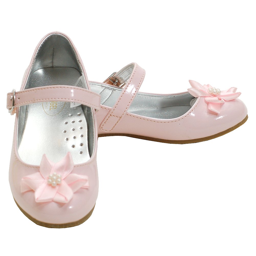 Angel Toddler Girls 7 Pink Patent Flower Accent Dress