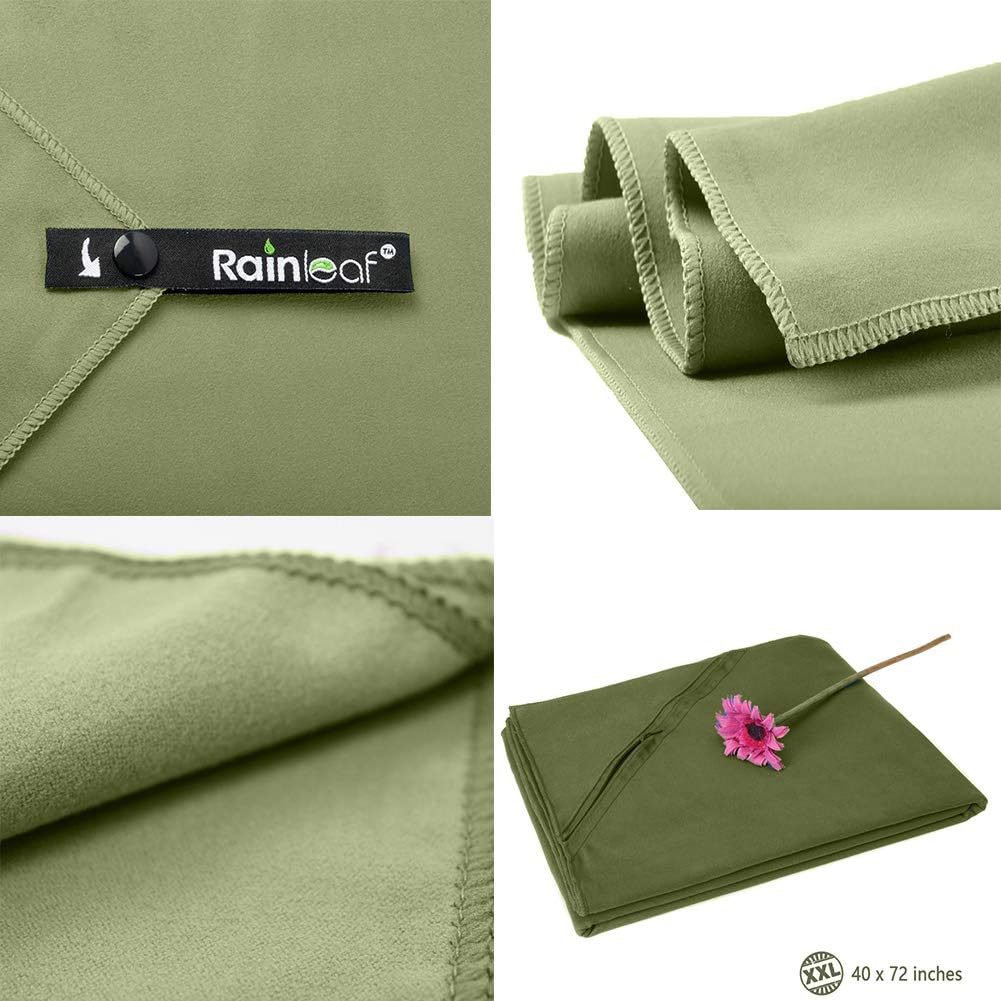 Rainleaf Microfiber Towel Perfect Travel & Sports &Beach Towel. Fast Drying - Super Absorbent - Ultra Compact. Suitable for Camping, Backpacking, Gym, Beach, Swimming, Yoga : Sports & Outdoors