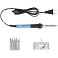 TXINLEI Electronics Soldering Iron Kit，60W 110V Adjustable Temperature Welding Tool Set, 5pcs Different Soldering Tips, Stand