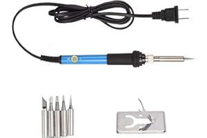 TXINLEI Electronics Soldering Iron Kit，60W 110V Adjustable Temperature Welding Tool Set, 5pcs Different Soldering Tips, Stand