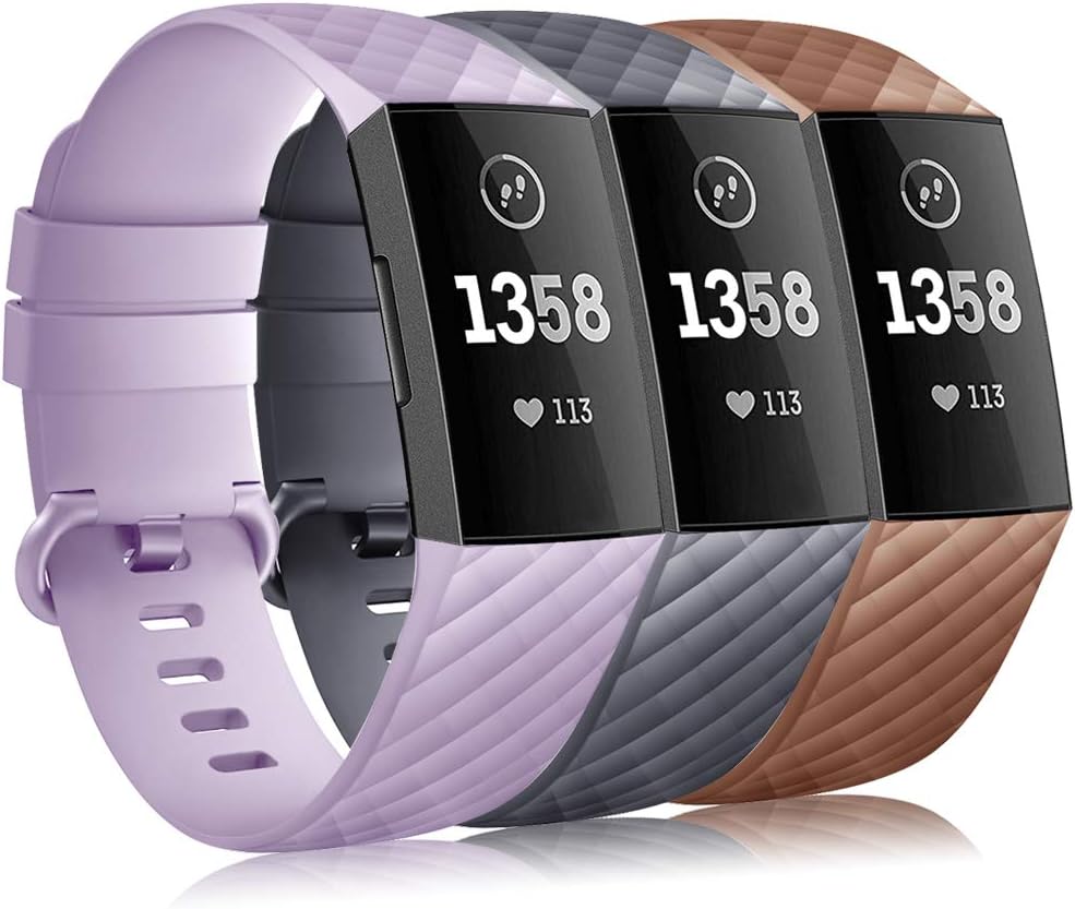 Tobheo Compatible for Fitbit Charge 3 Strap - Silicone Adjustable Replacement Sport Band Strap for Women Men for Charge 3 SE Accessories Small