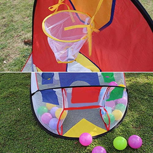 blue--net Portable Ball Shooting Tent, Kid Foldable Pop Up Playing Tent Goal Basketball Hoop Shooting Tent 4 Balls, Indoor Outdoor Large Space Sports Arcade Playhouse 1-6 Years Old boy/Girls - Thumbnail 5