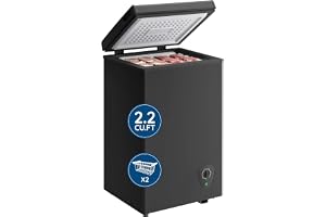 TACOOL 2.2 Cu.Ft Mini Chest Freezer, Compact Deep Freezer with 7 Adjustable Thermostat, Top Open Door & Removable Basket, Single Door Freezer for Home, Garage and Apartment Black