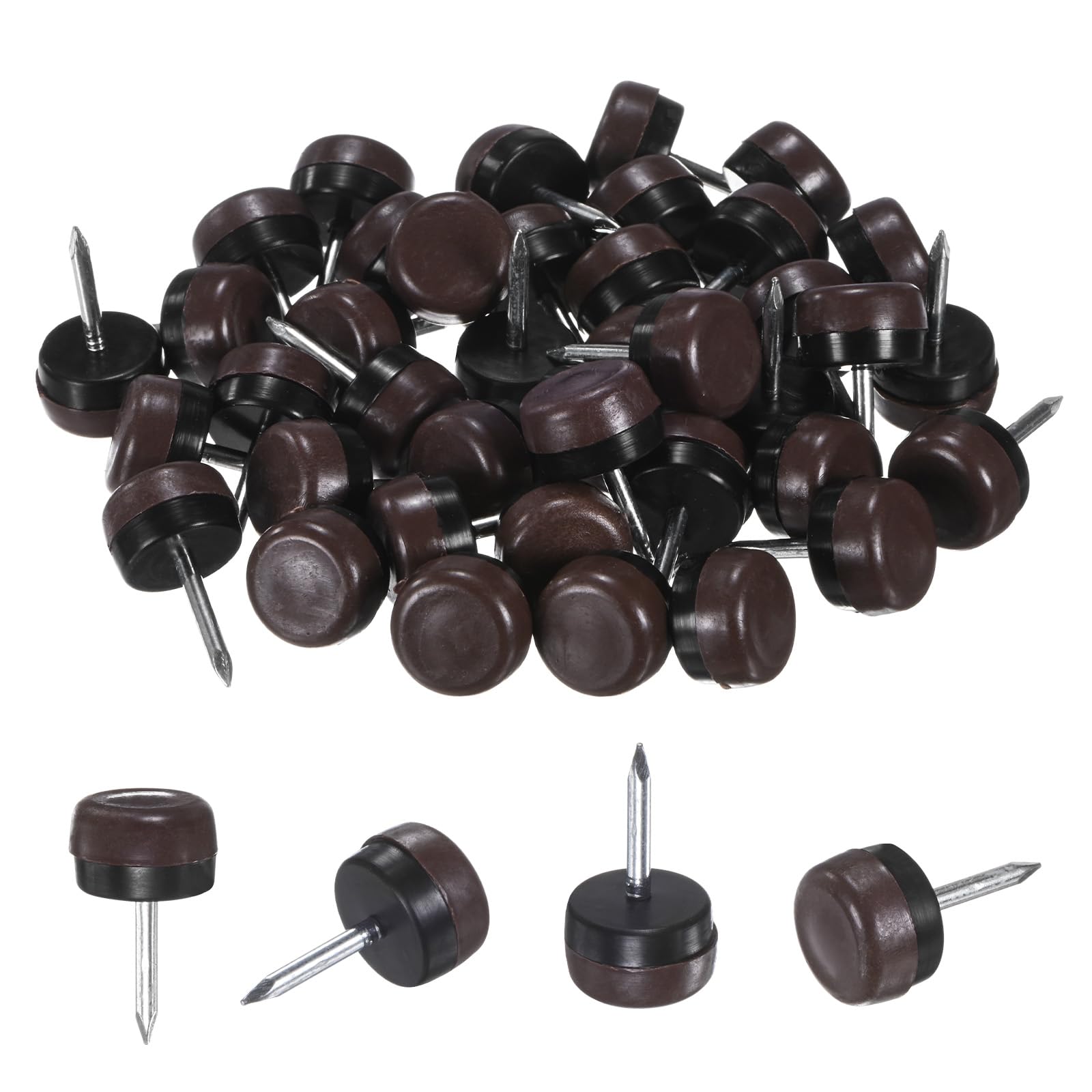 M METERXITY 40-Pack Furniture Sliders, 0.6" Nail-on Chair Leg Protectors for Hardwood Floors/Table/Chair/Wooden Floors, Furniture Glides [Brown]