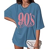 Pairxily Oversized 90s Outfits Shirts for Women Vintage 90'S Babe Letter Graphic Tees Cotton Loose Fit Drop Shoulder Tops