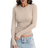 Eachyes Womens Long Sleeve Shirts Crew Neck Slim Fit Crop Tops Fall Basic Going Out Y2k Fashion Clothes 2026