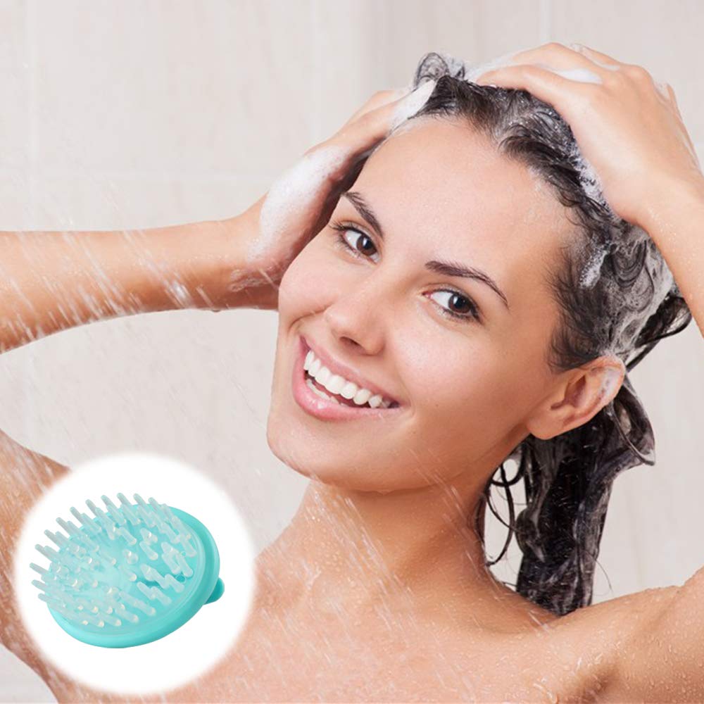 Silicone Hair Scalp Brush Shampoo Massager, Shampoo Comb Body Washing Clean Massager Blue