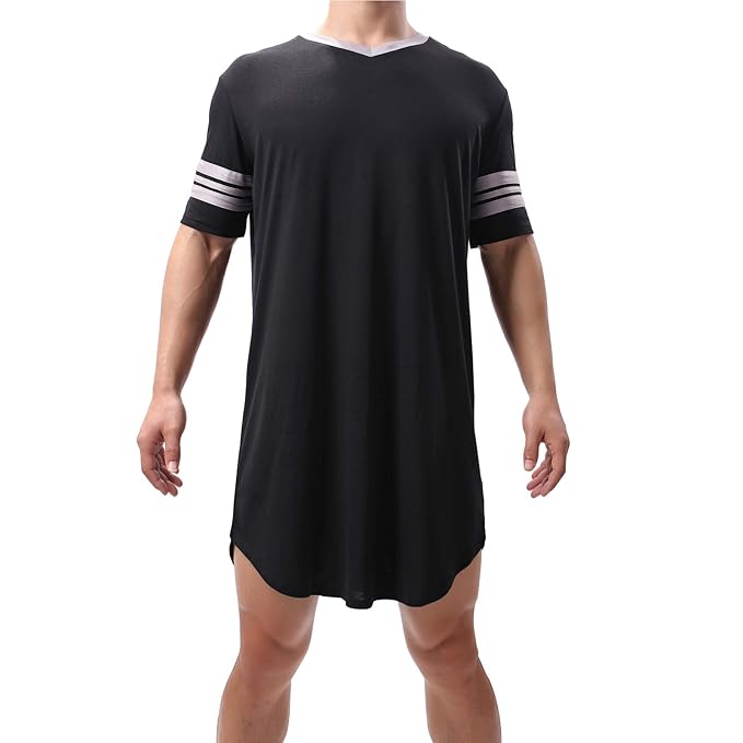 Buy YOOBNG Men's Nightshirt Short Sleeve Comfortable V Neck Sleepshirt