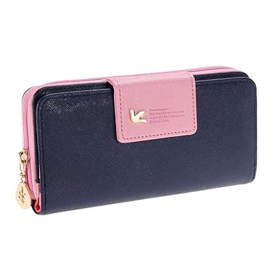 Futurekart Womens Wallet Ladies Hand Bag Mobile Phone Bag Large Capacity Long Wallet (Blue+Pink)