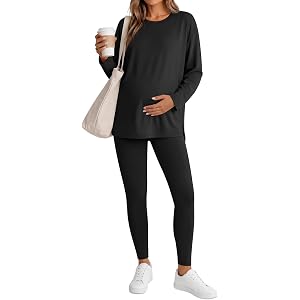 Huukeay Women's Maternity Sets Postpartum Pajamas | Oversized, Postpartum Pajamas, Long Sleeve, 2 Piece Outfits, Loose Tops,