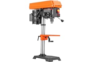Uargd 10 in Benchtop Drill Press, 6.2A Induction Motor, Adjustable Speed Ranges: 650-3100 RPM, 0-45° Tilting Worktable, LED W