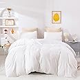 Wellboo White Comforter Sets King Solid White Bedding Comforter Sets King Size Plain White Bed Comforters Cotton Women Men Pure White Bedding Set 3 PCS Modern White Comforter Sets Soft Breathable King