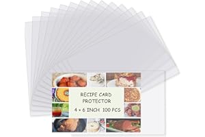 MECEFENO Recipe Card Protectors, Recipe Card Covers Index Card Sleeves Protect Recipes Kitchen Plastic Cookbook Sheet Protectors Cookbook Page Sleeve - 100 Count 4×6 Inch
