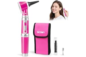 Scian Otoscope - Ear Scope with Light, Ear Infection Detector and Pocket Ear Checker Kit with 3X Magnify Lens, Suitable for Kids, Adults, Doctors, Pets(Pink)