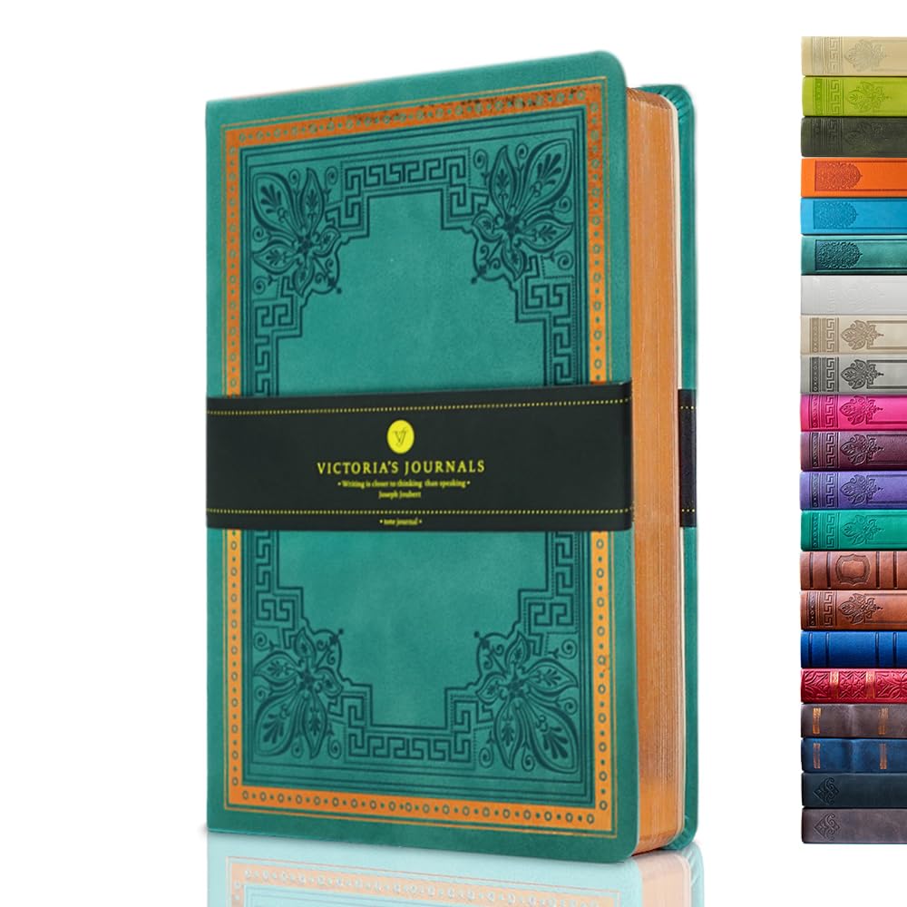 Victoria's Journals, Diaries, Faux Leather, Vintage, Hardback, Lined Notebook, Old Fashioned Travel Journal, A5, Size 14.5 x 20.5 cm