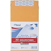 Mead Envelopes, Letter Size, 6" x 9", Press-It Seal-It Self Adhesive Closure, Brown Kraft All-Purpose 24-lb Paper Mailing Envelopes, 30 Count (76084)