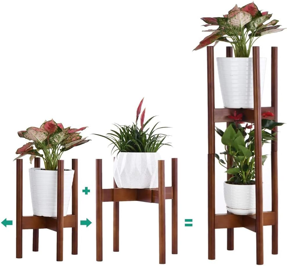 KESAIH Plant Stand Pack of 2, Stackable&Adjustable Plant Stands Indoor