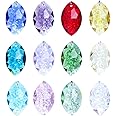 H&D HYALINE & DORA 38mm Multi-Color Feng Shui Faceted Decorating Crystal Horse Eye Prism,Pack of 12