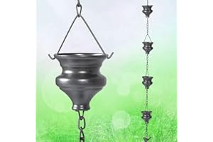 SMQLJXC 8.5FT Rain Chain for Gutters,Rain Catchers Chain, Replacement Downspout for Gutters(Dark Grey)