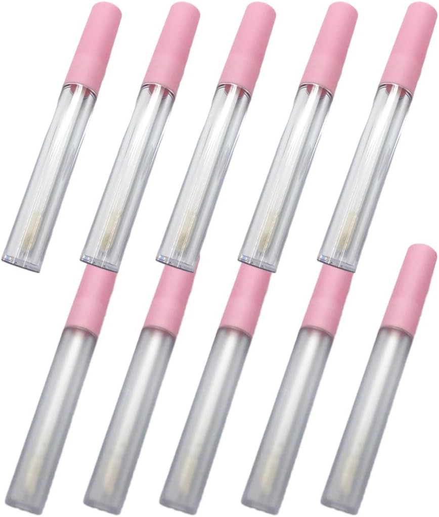 EOPER Empty Lip Gloss Bottles 2.5ml Clear+Frosted, 10 Pieces Mini Refillable Lipgloss Containers Round Leakproof Lip Gloss Applicator Tube for Cosmetic Lipstick Samples Lip Balms Travel DIY Makeup
