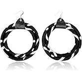 African Print Mali Hoop Earrings| Circle Black and White Earrings | Large Hoop Ankara Earrings | Tribal Earrings | Cloth & Cord