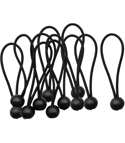 Lot De 24 Tendeurs Élastiques Avec Boules (Noir/Blanc) - 10 Cm, Pour Tentes, Bâches, Rideaux, Camping - 14