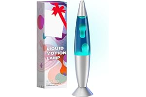 SOARLING Blue Liquid Motion Lamp 13.5 Inch White Volcano Lamp for Adults & Kids Small Relaxing Night Light Classic for Bedroom, Living Room, Hallway Color Motion Table Desk Lamp for Christmas, Birthday, Party