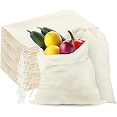 Pangda 100 Pieces Drawstring Cotton Bags Muslin Bags for Storage, Teas, Spices, Soaps, Candy, Jewellery, Wedding Party Favors and DIY Craft Home Decor (10 x 12 Inches)