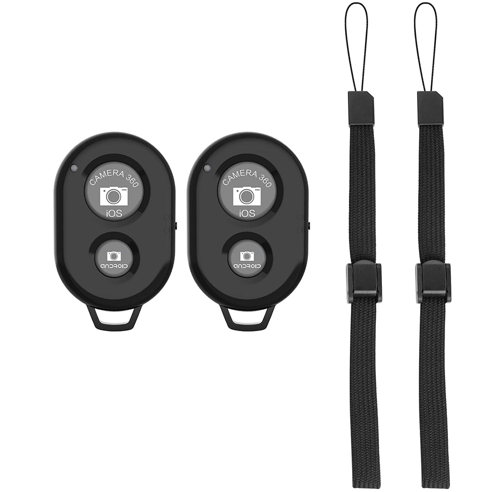 Lerkely Wireless Bluetooth Camera Remote Shutter Control, Camera Shutter with Wrist Strap for Smartphone, Included Compatible with i-OS and Android (2PCS, Black)