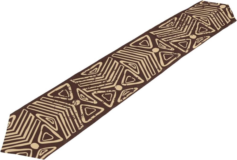 Bolaz Ethnic African Geometrically Elements Double-Sided Polyester Table Runner 13 x 70 Inches for Dining Room, Foyer Table, Summer Parties and Everyday Use Tablecovers Decoration