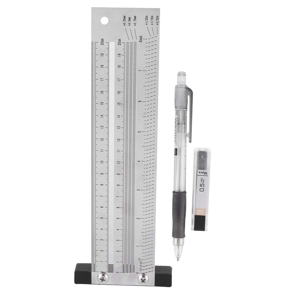 Vikye Woodworking Scribing Ruler, 12 Inch, Stainless Steel, Single Material