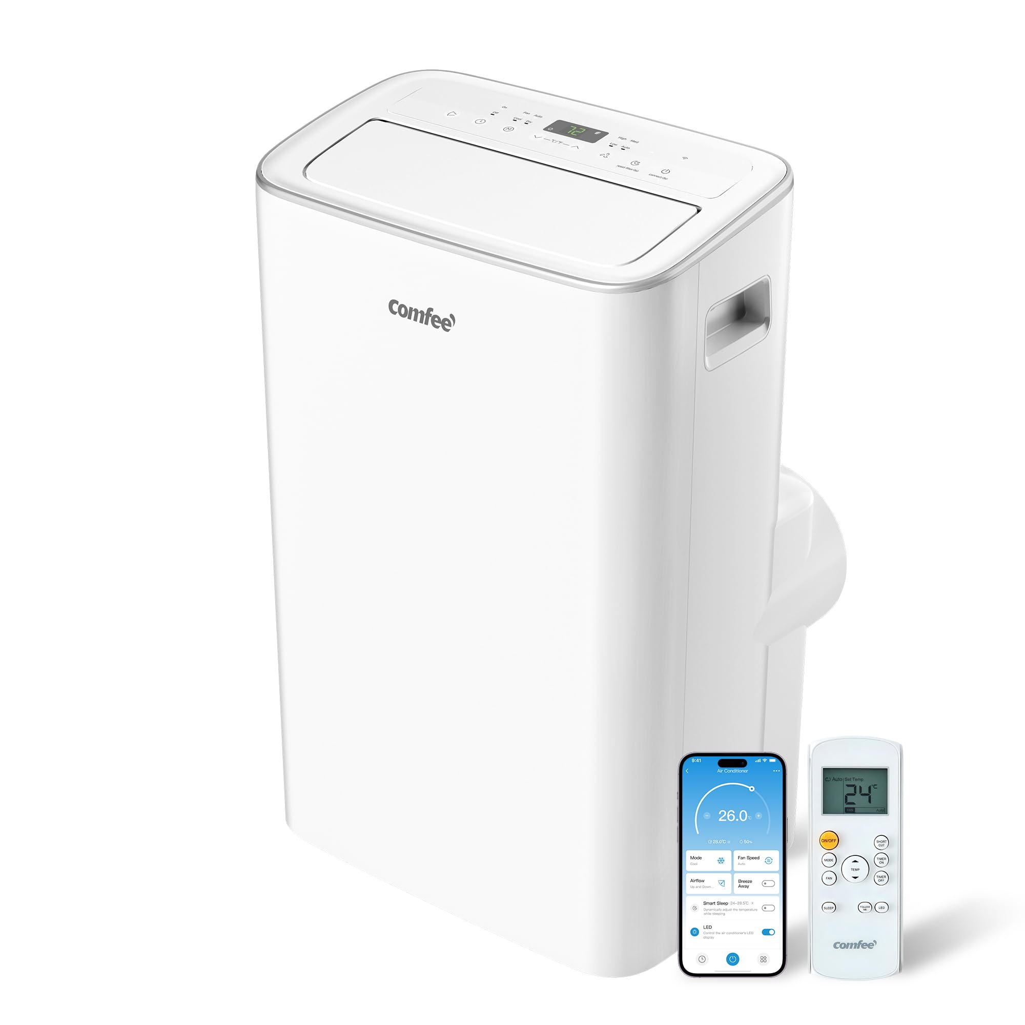 COMFEE Mobile Klimaanlage 4-in-1, Kapazität 12000 BTU/h, Kühlung, Belüftung, Heizung, Entfeuchtung