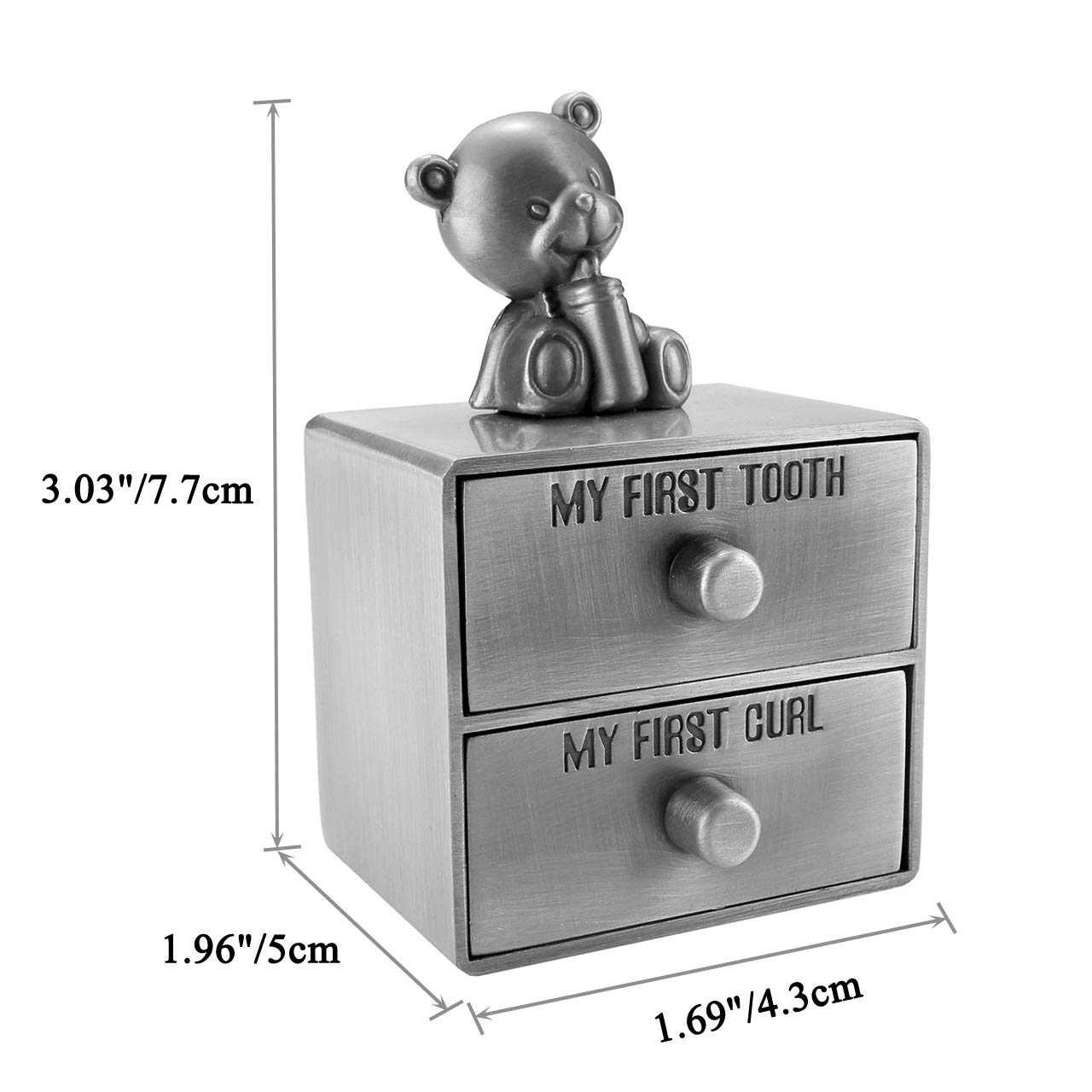 Mogoko Silver Tooth Box, Baby First Tooth and Curl Keepsake Box Set, Kids Teeth Fairy Holder for Boy or Girl