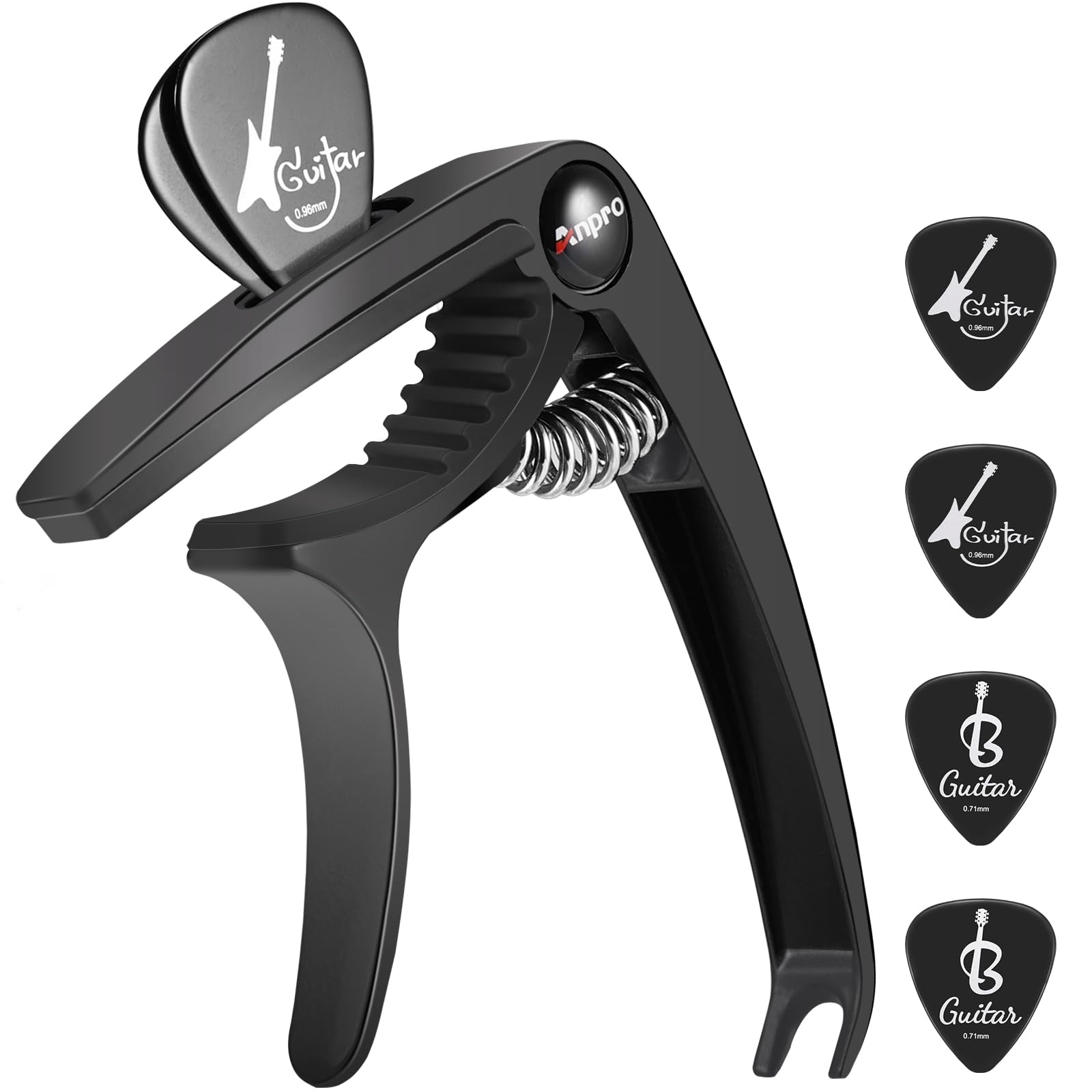 Anpro Guitar Capo with 6 Guitar Picks for Acoustic and Electric Guitar,Ukulele,Mandolin and Banjo