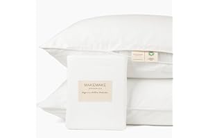 Makemake Organics Organic Cotton Pillow Protector (Set of 2) GOTS Certified Organic Pillow Cases Zippered Breathable Barrier Fits Standard (20x26, Pearl White)