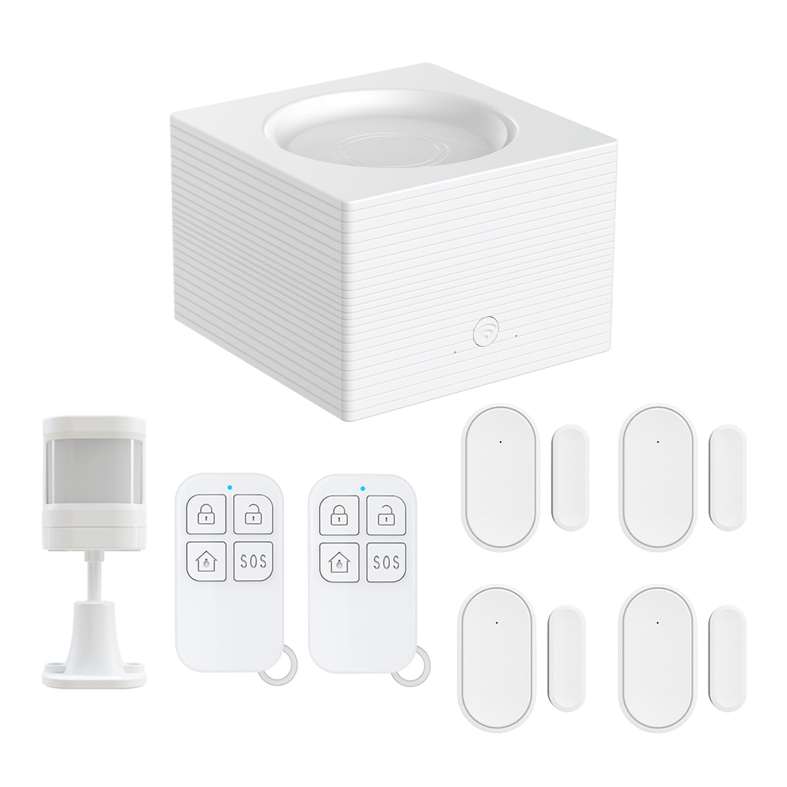 Swokely Smart Home Alarm System Wireless WiFi Alarm System TY APP Remote Control 8 Piece-kit Door Window Sensor PIR Motion Sensor Remote Control Supports 11 Different Languages for Home Security