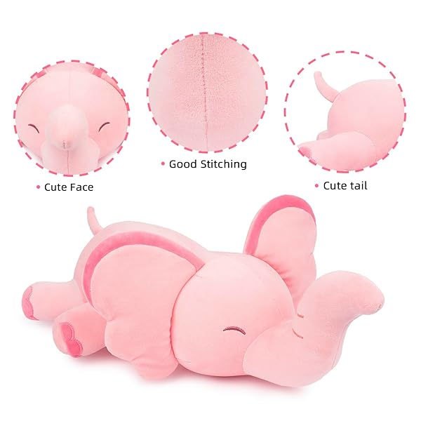 NIUNIU DADDY 21 IN PINK ELEPHANT STUFFED ANIMAL NOT WEIGHTED – KAWAII LARGE ELEPHANT PLUSH TOY FOR KIDS ADULTS, SQUISHY SOFT CUTE BODY PILLOW GIFT FOR GIRLS BOYS BIRTHDAY CHRISTMAS PARTY
