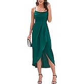 Brosloth Womens Wedding Guest Dresses High Low Wrap Smocked Midi Formal Dresses