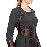 L'VOW Renaissance Leather Corset Belt Viking Leather Cinch Belt Women Halloween Medieval Accessory