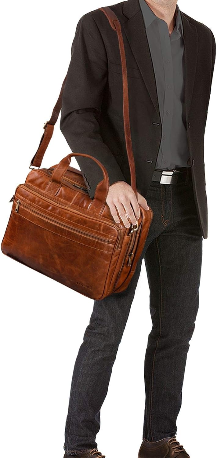 STILORD 'Leopold' Large Leather Bag/Shoulder Bag XXL Work Bag/College Bag/Teachers Bag Satchel Business Bag Genuine Leather - Image 3