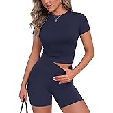 ZOOSIXX Two Piece Workout Sets for Women - Summer Outfits 2 Piece Short Gym Sets Casual Lounge Vacation Matching Clothing
