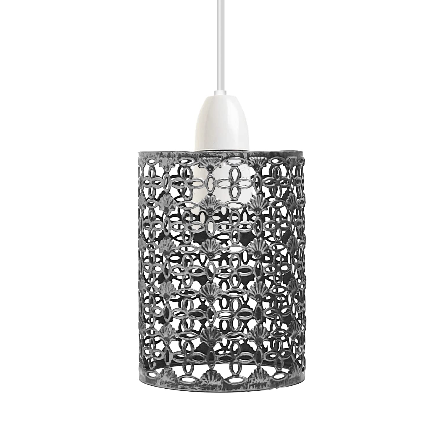 Ceiling Light Shade Metal Pendant Light Shade Ceiling Light Fitting Ceiling lamp Shades Industrial Ceiling Lights lampshade for Kitchen Light Ceiling lamp (Brushed Silver 11 - Pattern 4) — image 1