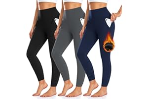 WE FLEECE 3 Pack Fleece Lined Leggings Women with Pockets -Warm Winter Yoga Pants for Women Thermal Running Workout Leggings