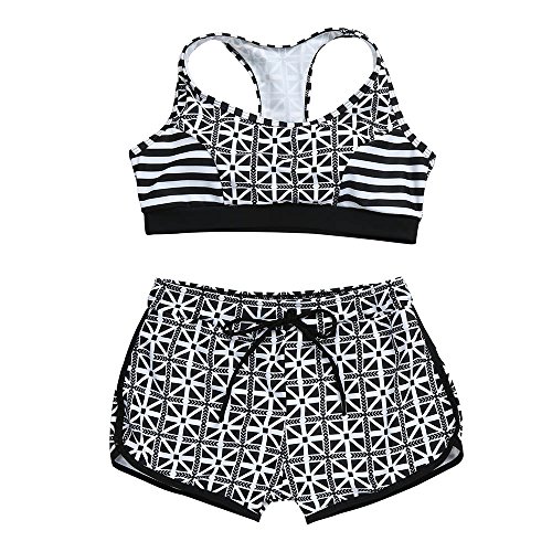 Dainzuy Women's High Waisted Tankini Bathing Suit Floral Printed Swimwear Plus Size One Piece Swimsuit V Neck Bikini Black - Thumbnail 3