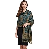 PASKMLNA Reversible Paisley Pashmina Shawl Wrap Elegant Colors