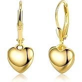 925 Sterling Silver Heart Dangle Earrings for Women Silver Dangle Leverback Earrings Hypoallergenic Love Heart Dangle Drop Earrings for Jewelry Gifts