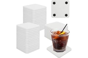40 Pack 3.15" Square Diatomaceous Earth Coaster, Versatile Water Absorbent Diatomite Coaster, Premium Water Absorbing Bath Stone Mat for Modern Home by KUKLIPJIM