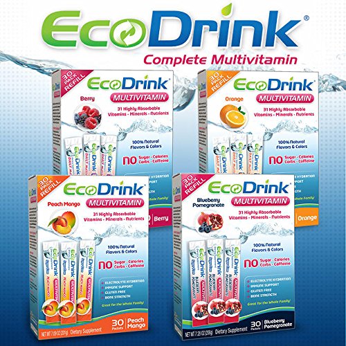EcoDrink Complete Multivitamin Drink Mix, 30 Packets-BLueberry Pomegranate